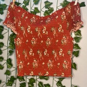 Floral Shoulder cut off top